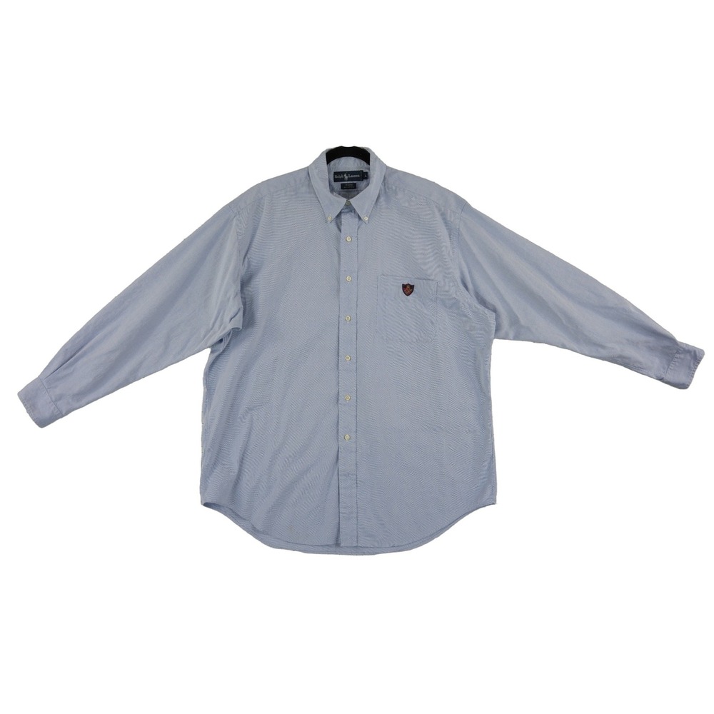 Ralph Lauren Tilden Button Down Shirt Men's Size Large Blue 100%‎ Cotton  Crest